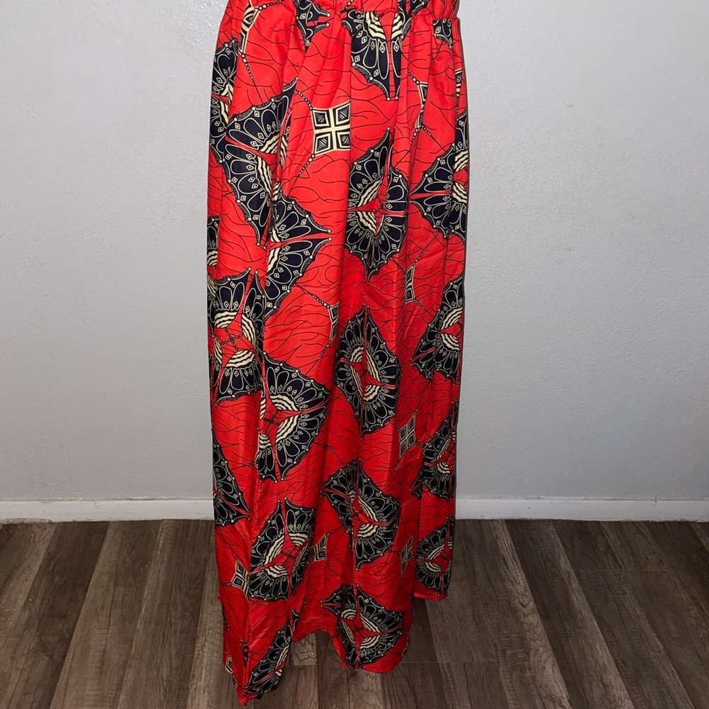 Beautiful Red Printed Maxi Skirt - Women's Flowing Skirt